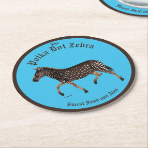 Polka Dot Zebra English Pub Round Paper Coaster