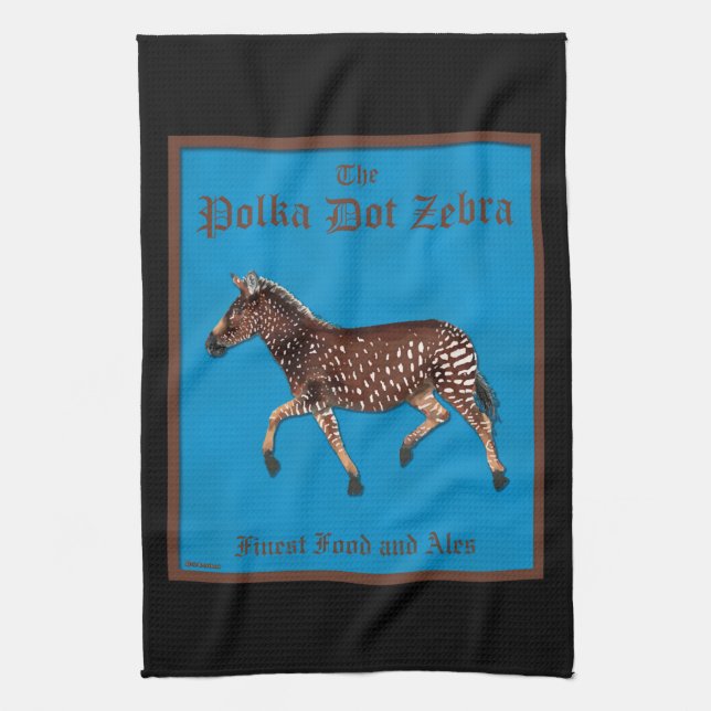 Polka Dot Zebra English Pub Tea Towel (Vertical)