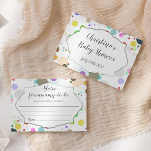 Polka Dots Advice for mum-to-be Baby Shower Enclosure Card