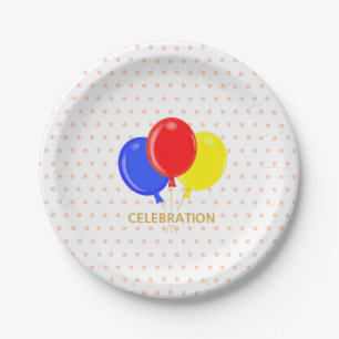 Polka Dots and Balloons Paper Plate