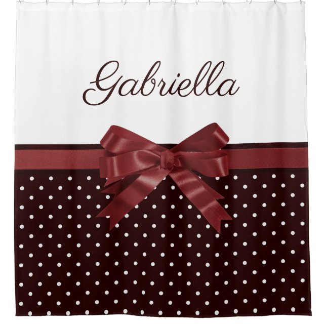 Polka Dots and Bow Shower Curtain (Front)