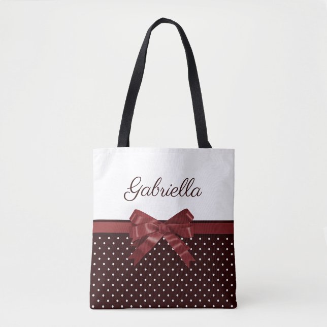 Polka Dots and Bow Tote Bag (Front)