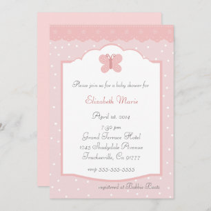Polka Dots and Butterfly-Peach Baby Shower Invitation