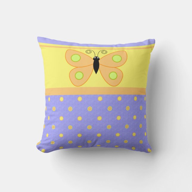 Polka Dots and Butterfly Throw Pillows (Front)