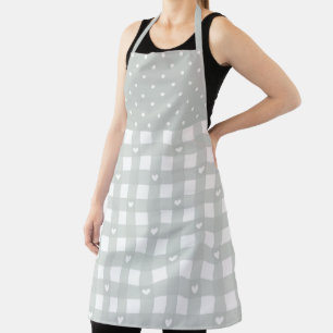 Polka Dots and Chequered Hearts Pattern Apron