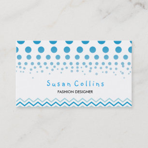Polka Dots and Chevron White Blue Fashion Elegant Business Card