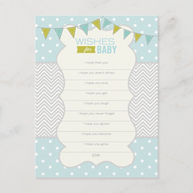 Polka Dots and Chevron - Wishes for Baby Card (Front)