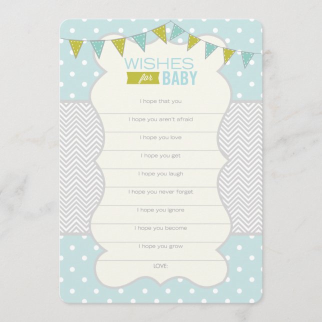 Polka Dots and Chevron - Wishes for Baby Card (Front)