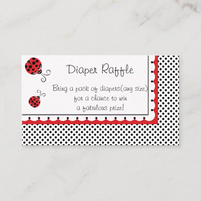 Polka Dots and Cute Ladybugs Diaper Raffle Enclosure Card (Front)