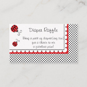 Polka Dots and Cute Ladybugs Diaper Raffle Enclosure Card