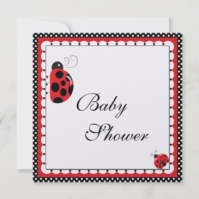 Polka Dots and Cute Ladybugs Invitation (Front)