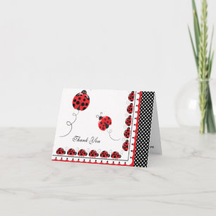 Polka Dots and Cute Ladybugs Thank You Card