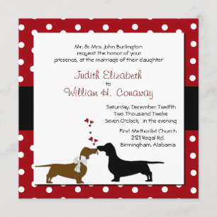 Polka Dots and Dachshunds Wedding Invitation