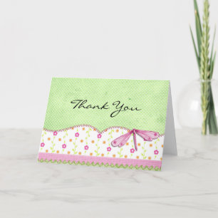 Polka Dots and Dragonfly Thank You Card