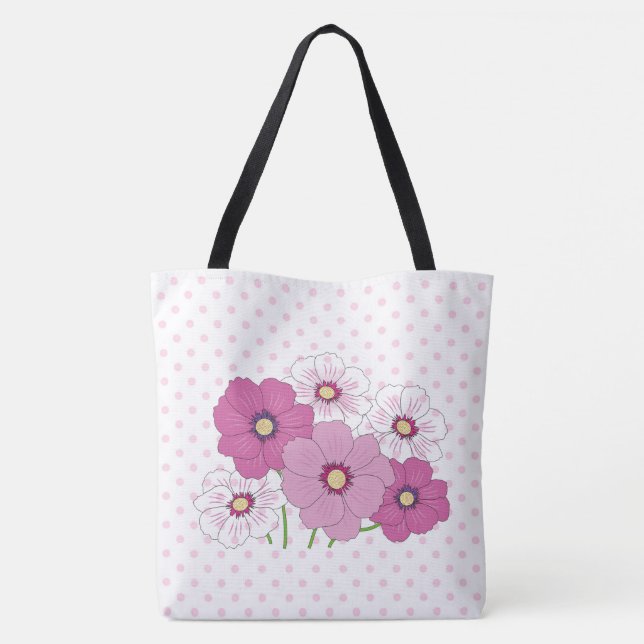 Polka Dots and Flowers Tote Bag (Back)