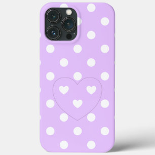 Polka Dots and Hearts 2 - Lavender - cute girly iPhone 13 Pro Max Case