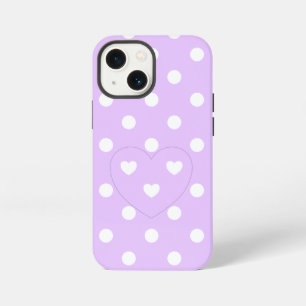 Polka Dots and Hearts 2 - Lavender - cute girly iPhone 13 Mini Case