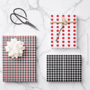 Polka Dots and Plaid Wrapping Paper Sheet
