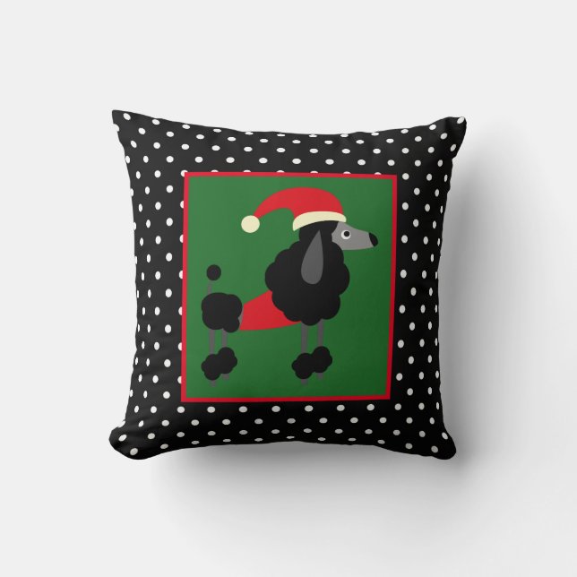 Polka Dots and Poodle Christmas Cushion (Front)