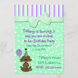 Polka Dots and Puppy Dog Birthday Invitation