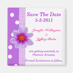 Polka Dots and Purple Flower Save the Date magnet