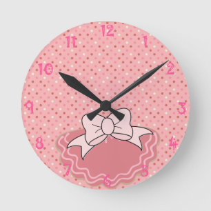 Polka Dots and Ribbons Round Clock