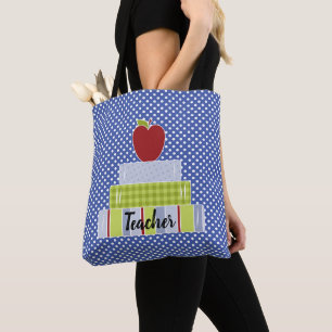 Polka Dots and Stacked Books Teachers Tote Bag