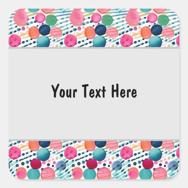Polka Dots and Stripes 12 Square Sticker (Front)