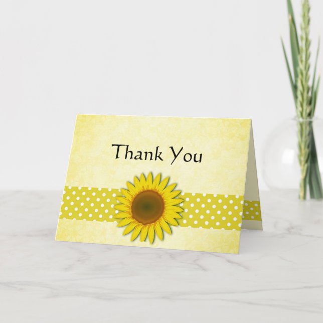Polka Dots and Sunflowers Thank You Card (Front)
