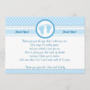 Polka Dots Baby Shower Thank You Card Blue Boy