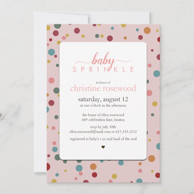 Polka Dots Baby Sprinkle Baby Shower Invitation (Front)
