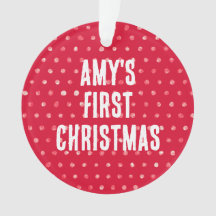 Polka Dots Baby's First Christmas Custom Photo 