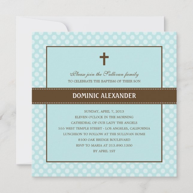 Polka Dots Baptism/Christening Invitation (Front)