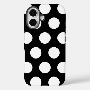 Polka Dots Black and White iPhone 16 Case