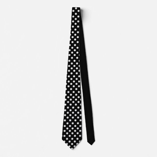 Polka dots black and white tie (Front)