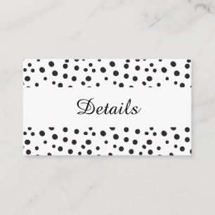 Polka dots. Black and White Wedding details Enclosure Card