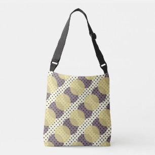 Polka dots black green purple on cream crossbody bag