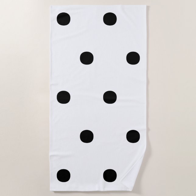 Polka dots Black white big bold elegant pattern Beach Towel (Front)