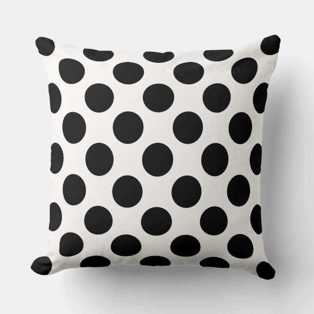 Polka Dots Black White Cushion (Front)
