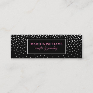 Polka Dots Black White Label Mini Business Card