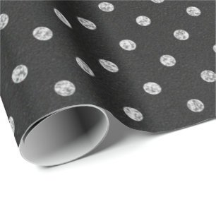 Polka Dots Black White Lines Chalkboard Lines Wrapping Paper