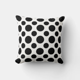 Polka dots black white modern art design on cushion