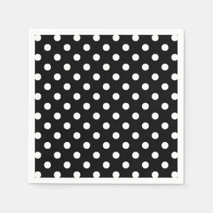Polka Dots Black White Napkin