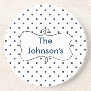 Polka Dots Blue and White Coaster