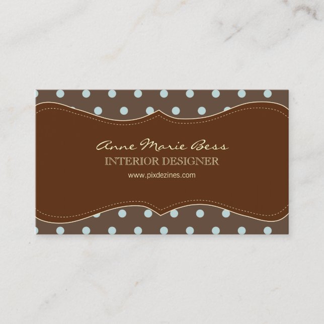 Polka Dots Blue Chocolate  business cards (Front)