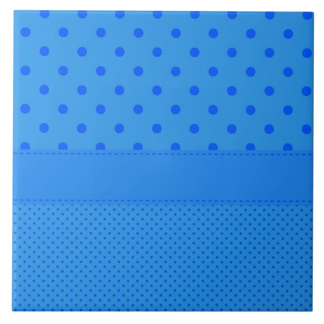 Polka Dots, Blue on Blue, Ceramic Tile (Front)