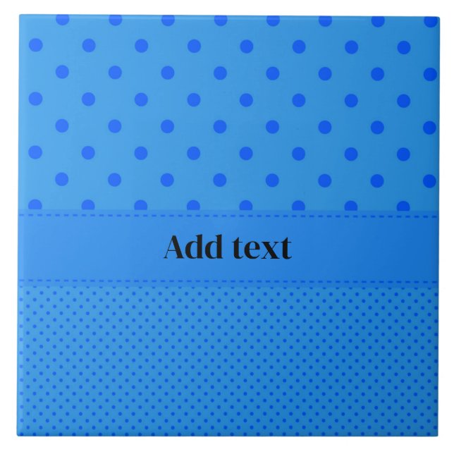 Polka Dots, Blue on Blue, Template, Ceramic Tile (Front)