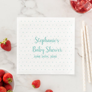 Polka Dots Boy Girl Baby Shower Teal Blue White Napkin