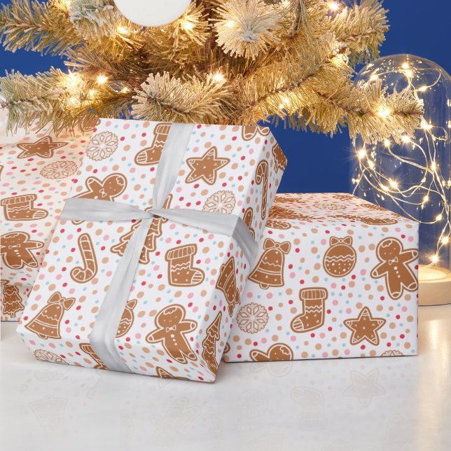 Polka Dots Brown and White Holiday Christmas Wrapping Paper (Holidays)
