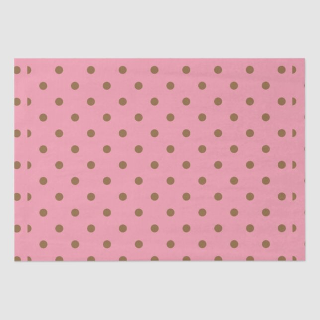 Polka Dots Brown on Pink Tissue Paper (Front)